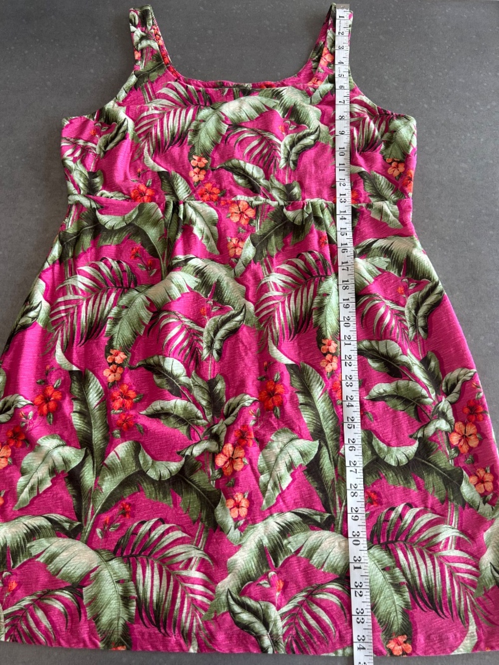 Tommy Bahama Tank Dress Orange Multi Leaf Print Sz XL - EUC - Picture 3 of 4